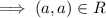 \implies (a,a)\in R