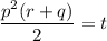 \dfrac{p^2(r+q)}{2}=t