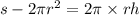 s - 2\pi {r}^{2}  = 2\pi \times rh