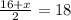 \frac{16 + x}{2}  = 18