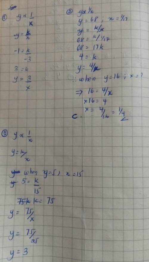 NO LINKS OR ANSWERING WHAT YOU DON'T KNOW?

4. Suppose y varies inversely with the x, and y = -1 whe