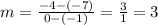 m=\frac{-4-(-7)}{0-(-1)}=\frac{3}{1}=3
