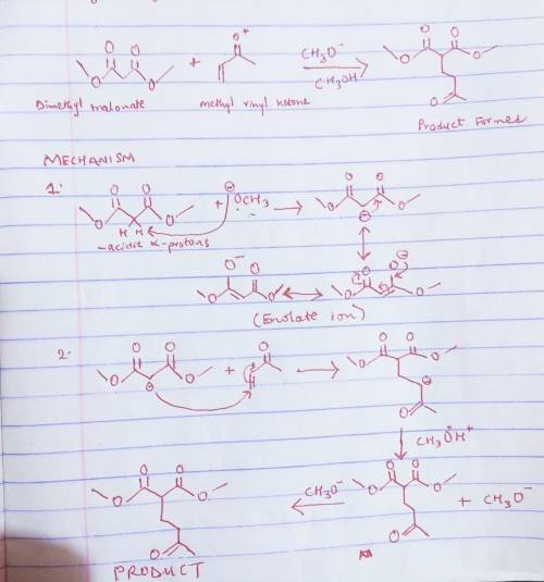 Draw the structure of the neutral product formed in the reaction of dimethyl malonate and methyl vin