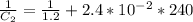 \frac{1}{C_2} = \frac{1}{1.2 } +2.4 * 10^{-2} *240