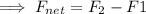 \implies F_{net} = F_2 - F1