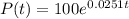 P(t) = 100e^{0.0251t}