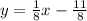 y=\frac{1}{8}x-\frac{11}{8}