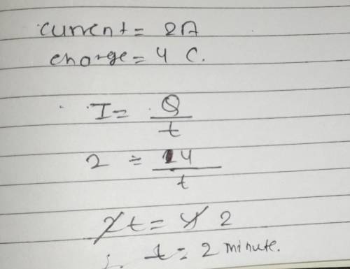 The current in a light bulb is 2 A. How long does it take for a total charge of 4 C to pass a point