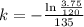 k = -\frac{\ln{\frac{3.75}{120}}}{135}