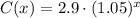 C(x) = 2.9\cdot (1.05)^{x}