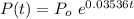 P(t) = P_o \ e^{0.03536 t}