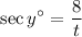 \displaystyle \sec y^\circ = \frac{8}{t}