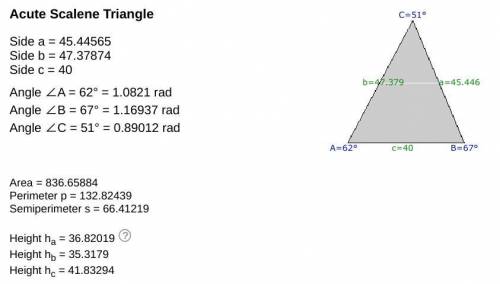 What is the area of triangle ABC? Round to the nearest whole number