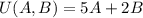 U(A, B) = 5A + 2B