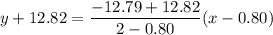 y+12.82=\dfrac{-12.79+12.82}{2-0.80}(x-0.80)