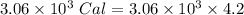 3.06\times 10^3 \ Cal = 3.06\times 10^3\times 4.2