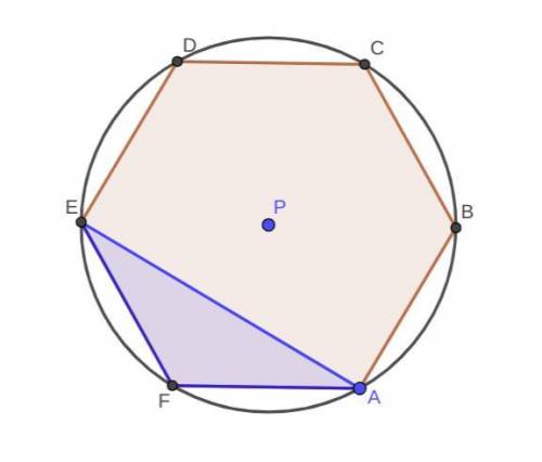 A circle P is circumscribed about a regular hexagon ABCDEF

If segment AE is drawn, triangle AEF is