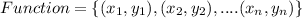 Function = \{(x_1,y_1),(x_2,y_2),....(x_n,y_n)\}