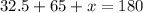 32.5 + 65 + x = 180