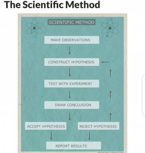 draw a flowchart showcasing the process of scientific learning .also mention a short description of