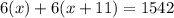 6(x)+6(x+11)=1542