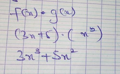 The domain for f(x) and g(x) is the set of all real numbers.

Let f(x) = 3x + 5 and g(x) = x2.
Find