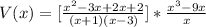 V(x) = [\frac{x^2-3x + 2x+2}{(x + 1)(x -3)}] * \frac{x^3 - 9x}{x}
