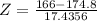 Z = \frac{166 - 174.8}{17.4356}
