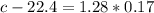 c - 22.4 = 1.28*0.17