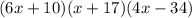 (6x+10)(x+17)(4x-34)