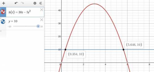 A model rocket is launched with an initial upward velocity of 30 m/s. The rockets height (in meters)