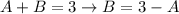 A + B = 3 \rightarrow B = 3 - A