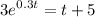 \displaystyle 3e^{0.3t} = t + 5