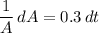 \displaystyle \frac{1}{A}\, dA = 0.3\, dt