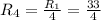 R_{4}=\frac{R_{1}}{4}=\frac{33}{4}\Ohm