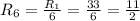 R_{6}=\frac{R_{1}}{6}=\frac{33}{6}\Ohm=\frac{11}{2}\Ohm