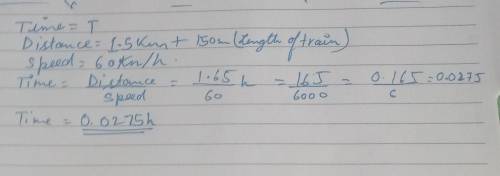 time taken by a train of length 150 m and travelling with uniform velocity of 60km/hr to cross compl