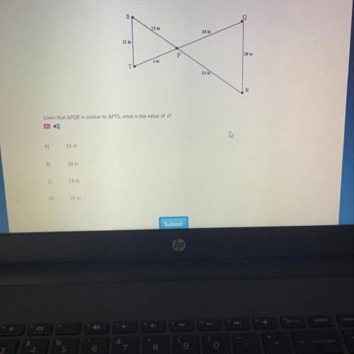 Given that APOR is similar to APTS, what is the value of x 19 in 20 in