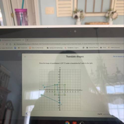 Draw the image of quadrilateral ABCD under a translation by 5 units to the right
