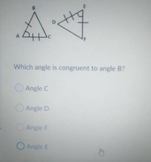 Which angle is congruent to angle B?
