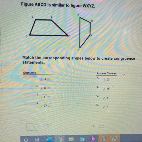 HELP Match the corresponding angles below to create congruence statements