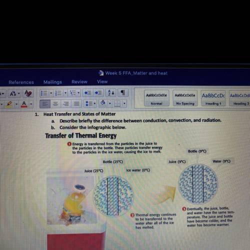 Describe briefly difference between conduction, convection, and radiation.