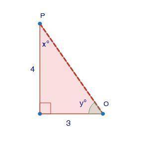 Use the image below to answer the following question. Find the value of sin x° and cos y°. What rela