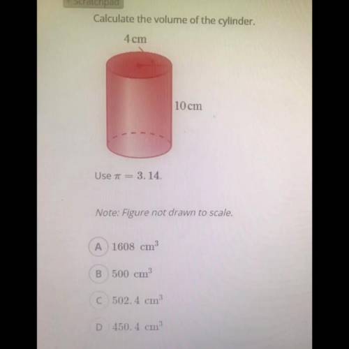 Please help me find the volume of the cylinder