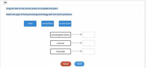 Drag the tiles to the correct boxes to complete the pairs. Match the type of food processing technol