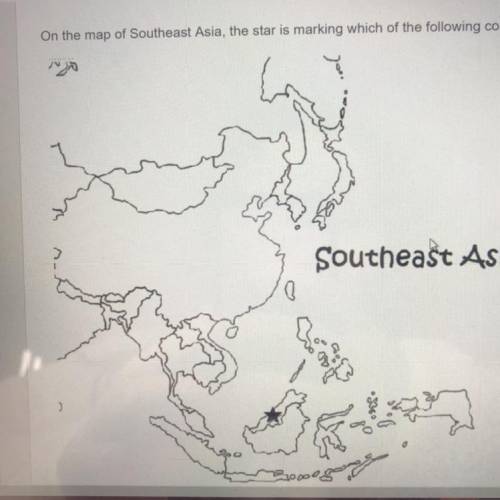 On the map of Southeast Asia, the star is marking which of the following countries?  philippines vie