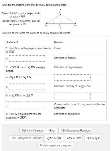 What are the missing parts that correctly complete the proof?