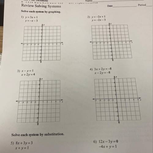 Solving systems review sheet