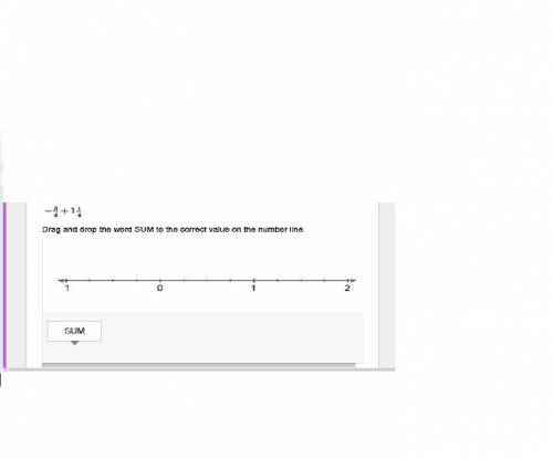 Add using a number line. −34+114 Drag and drop the word SUM to the correct value on the number lin