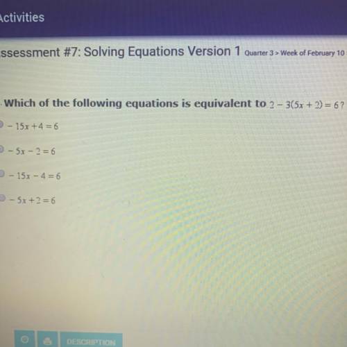 Which of the following equations is equivalent to 2-3(5x+2)=6?